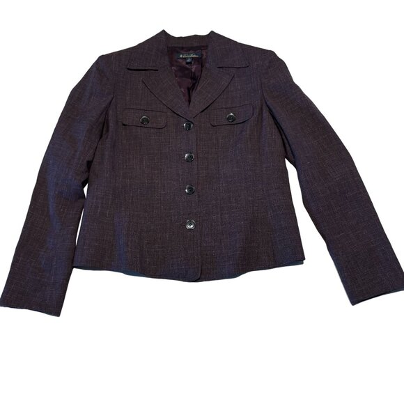 Brooks Brothers Purple Wool Silk Linen Blend Blazer Jacket Women's 12